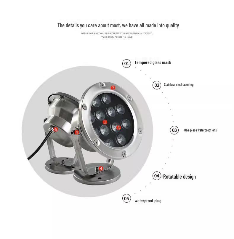 LED Underwater Pool & Pond Light: Colorful Waterproof Spotlight for Swimming Pools, Fountains, and Water Features