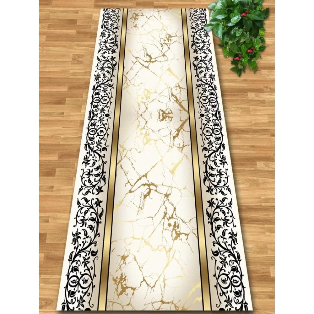 Luxury Gold Hall Corridor Carpet High End Hotel Lobby Decoration Entryway Carpets Non-slip Carpet Runner Customizable Aisle Rug
