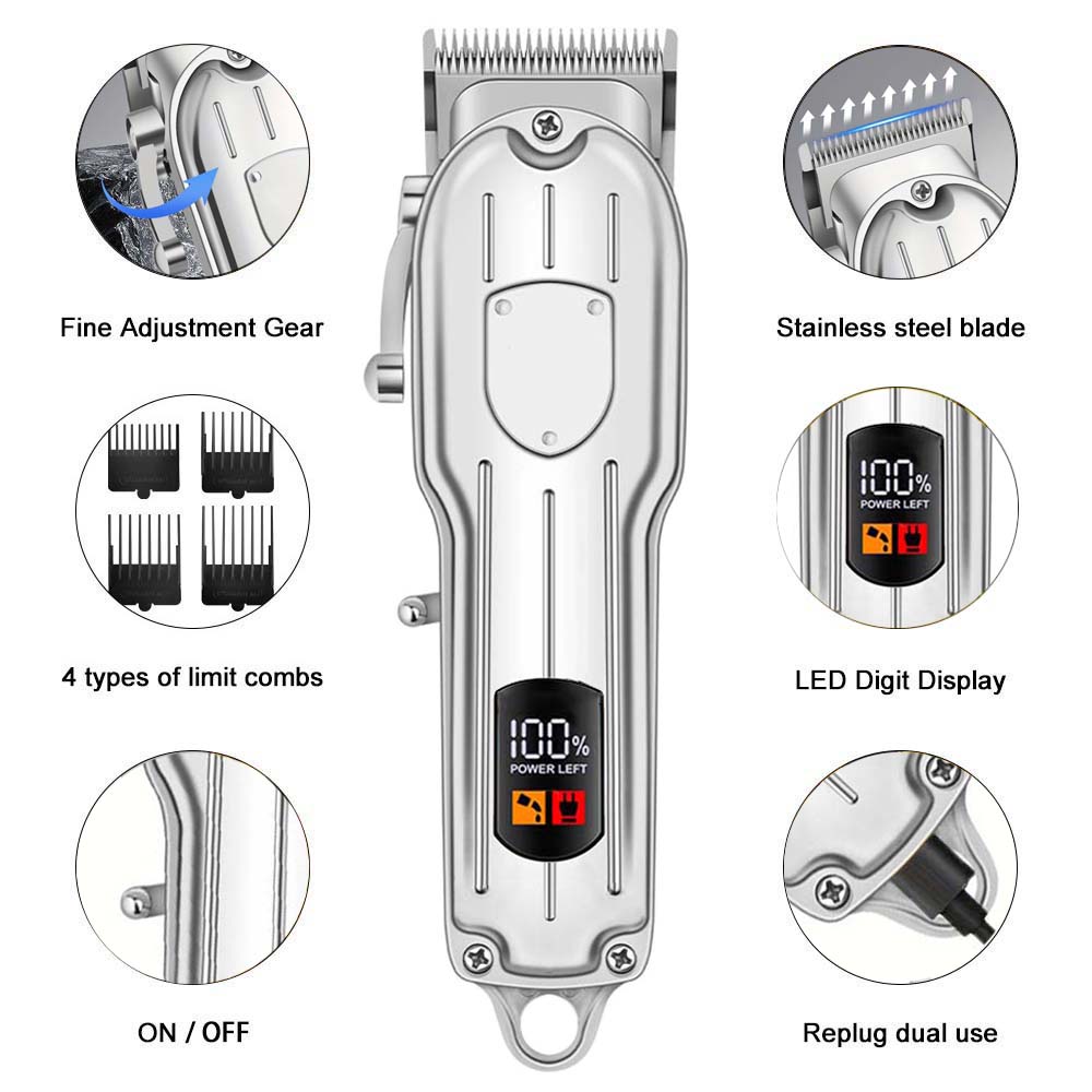 Pet Hair Clipper for Dogs and Cats, USB Rechargeable Electric Trimming Set, Cordless Dog Shaver, Low Noise Animal Trimme