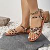 Women Flats Leopard Sandals 2025 New Outdoor Beach Sandals Women Cozy Casual Walking Shoes Women Flip Flops Sandalias De Mujer