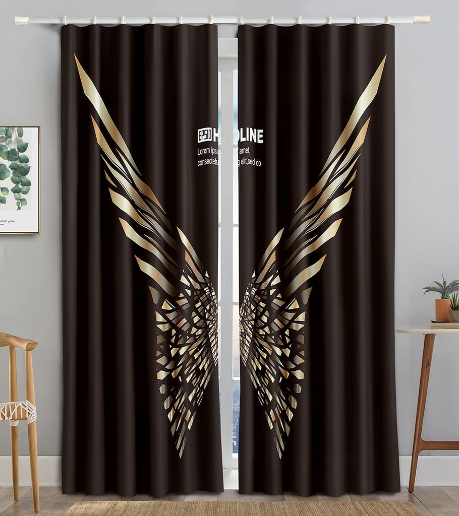 Cool Colorful Metal Technology Wing Blackout Window Curtain for Living Room Bedroom Bathroom Kicthen Door Cupboard Decor Hooks