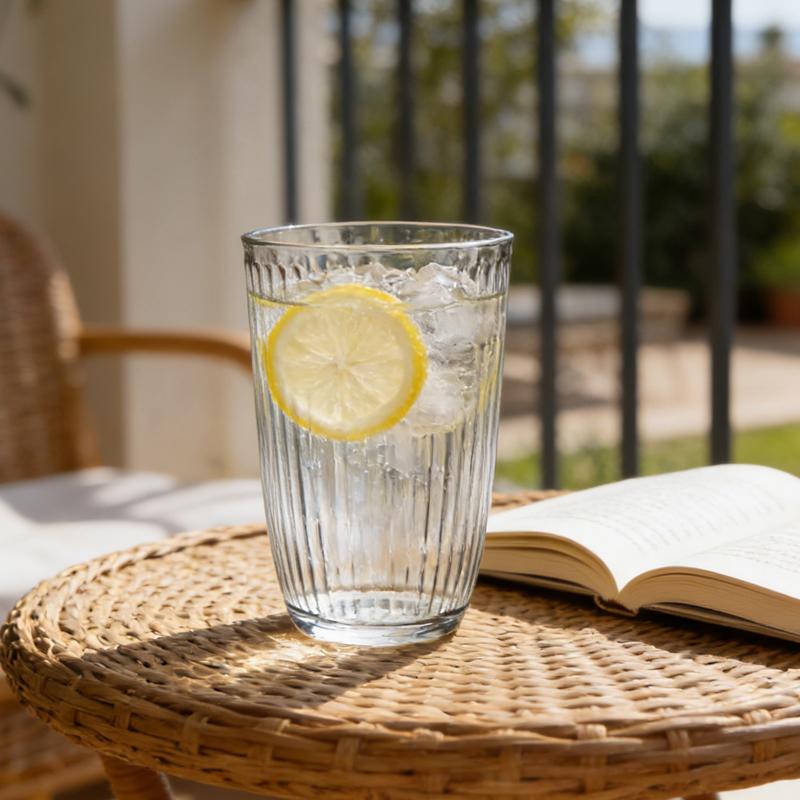 250ml/360ml American Iced Coffee Cups Simple Living Room Drinking Cups Cafe Cold Brew Transparents Vintage Striped Glass Cups