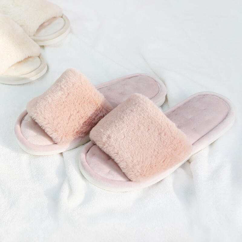 Living Room Office Indoor Slippers Noise Reduction Insulation Fur Slippers No. 5 black