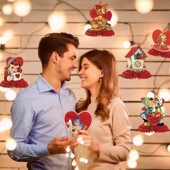 

9 шт., сотовый орнамент на день Святого Валентина, изысканный сотовый орнамент в форме сердца, центральный элемент для праздничных украшений дома A