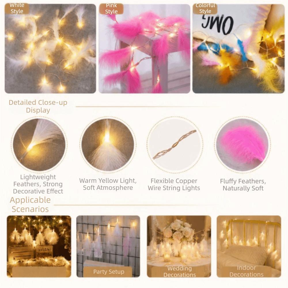 Feather Design Feather Led String Light Multi-Color Garland Christmas  Thanksgiving