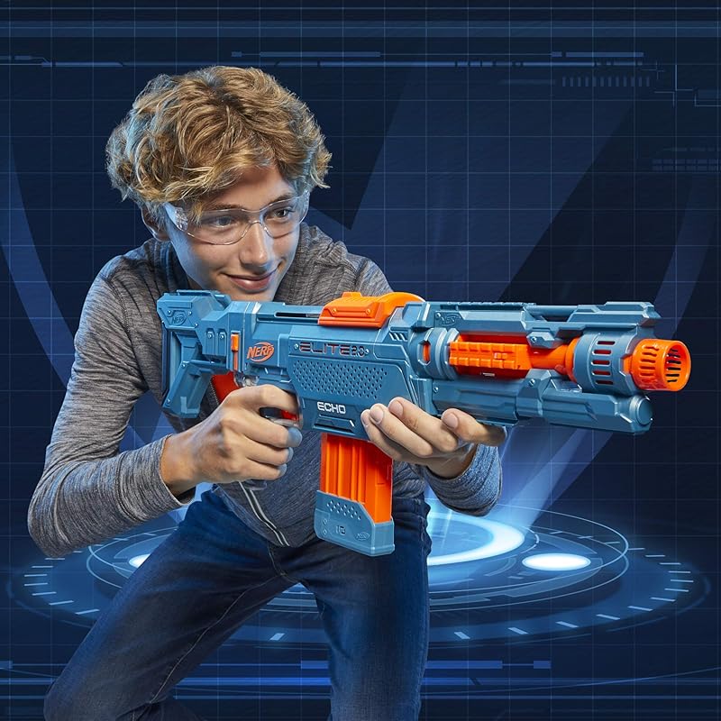 Hasbro Nerf Elite 2.0 Echo CS-10 Manual Blaster, Rapid Fire, Ages 8+, Includes 24 Official Darts + 10 Darts Clip, Detachable Stock & Barrel, Outdoor