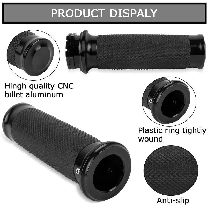 Motorcycle Black Hand Grips 1 Inch Handlebar Grips Universal for Touring Street Glide FLHX Bobber Chopper Cafe Racer