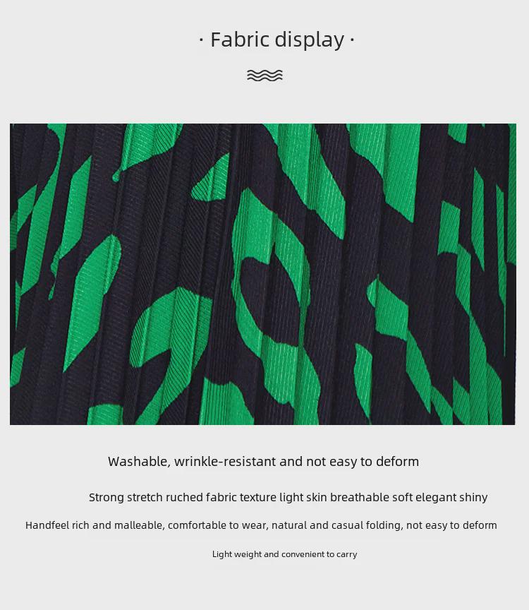 Women's Leopard Print Pleated Two-Piece Set: Long-Sleeve Stretch Top and Skirt.