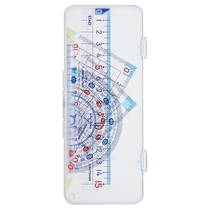 KUTSUWA STAD Math Ruler Set, Acrylic, AP01A, in Case