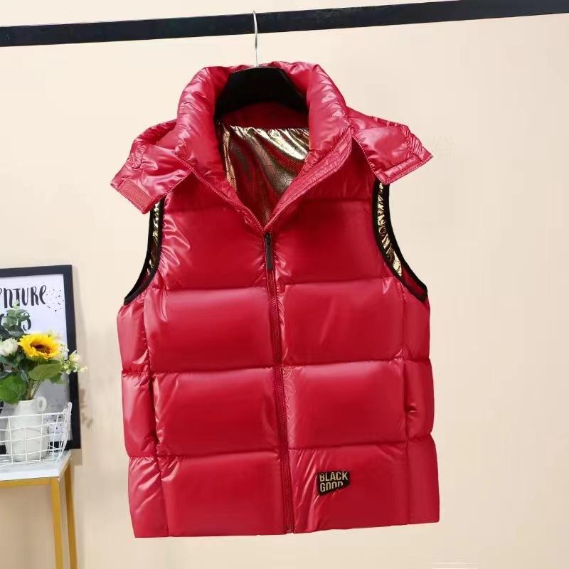 Internet Celebrities Black and Gold Down Cotton Live Hat Vest Men and Women Wear New Autumn and Winter Thickened Warm Vest