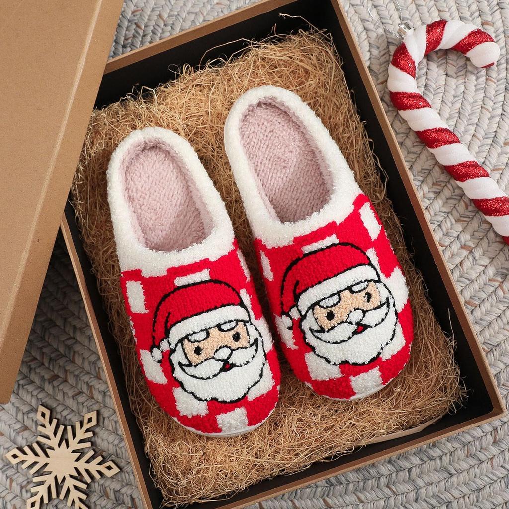 Christmas Cute Slippers For Women Fashion Classic Pattern Printed Slipper Casual Cotton Comfy Breathable Shoes Party Supplies