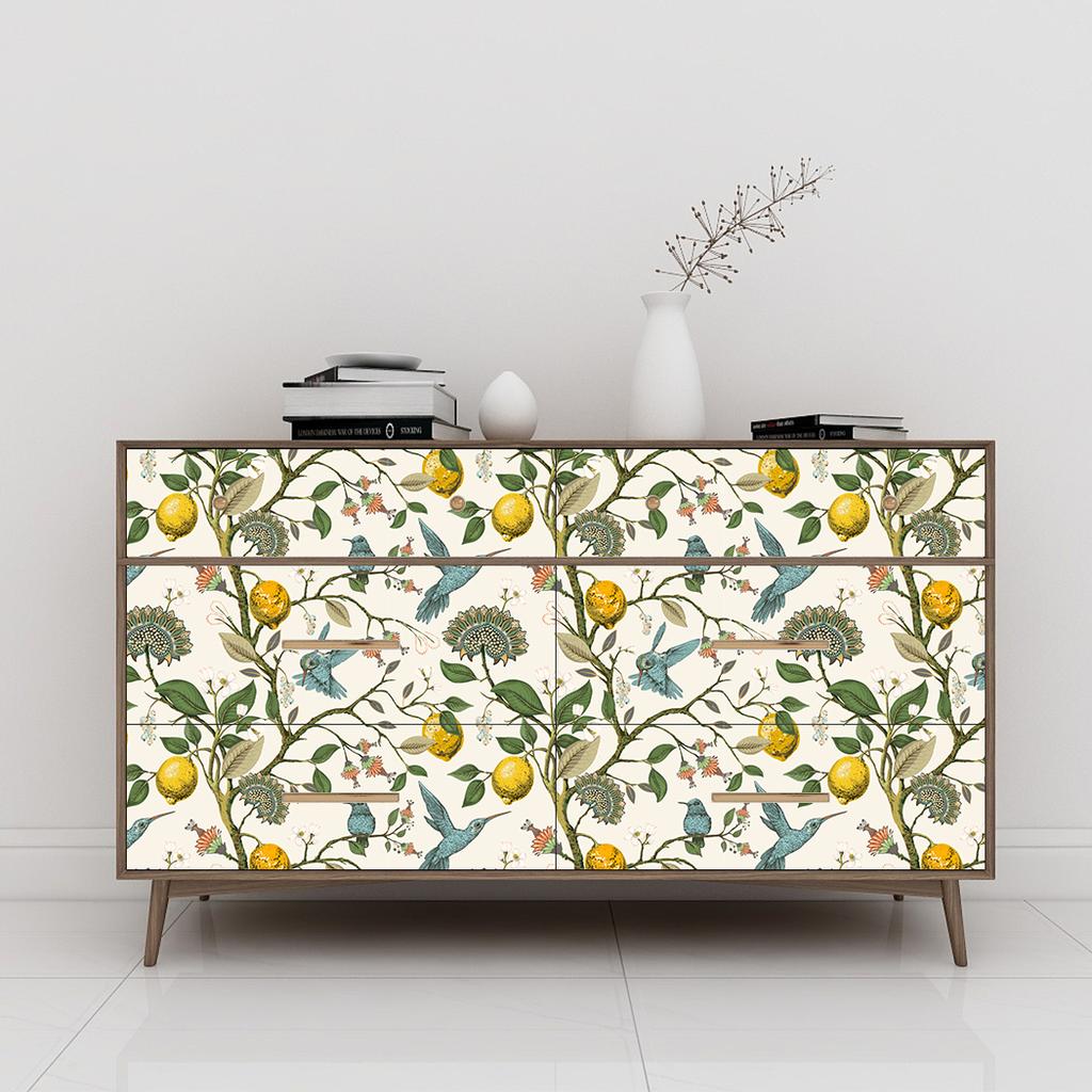 Blue Bird Self Adhesive Wallpaper Fresh Lemon Tree Peel and Stick Wallpaper Removable Waterproof Prepasted Wallpaper Wall Mural