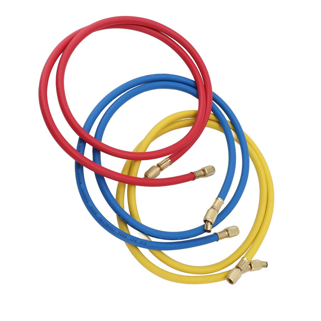 3pcs 150cm Refrigerant Charging Hose Air Conditioner Charging Hose 1 4in Fits for R12 R22 R502 Refrigerants Blue Red