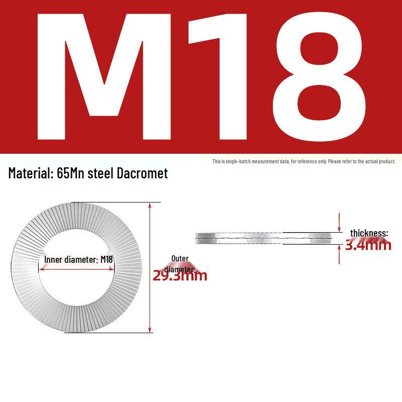 304 Stainless Steel Double Stack Self-Locking Washer with 65Mn Manganese, Anti-Loosening, Double-Sided Tooth Layer