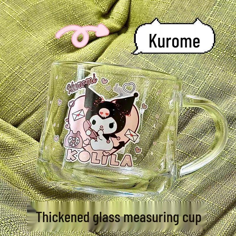 ZISIZ Kuromi Glass Breakfast Cup with Lid