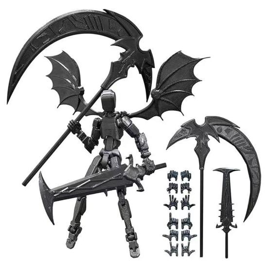 Devil Robot Action Figure with Wing Weapon Accessory Movable Joints 3D Printed Robot