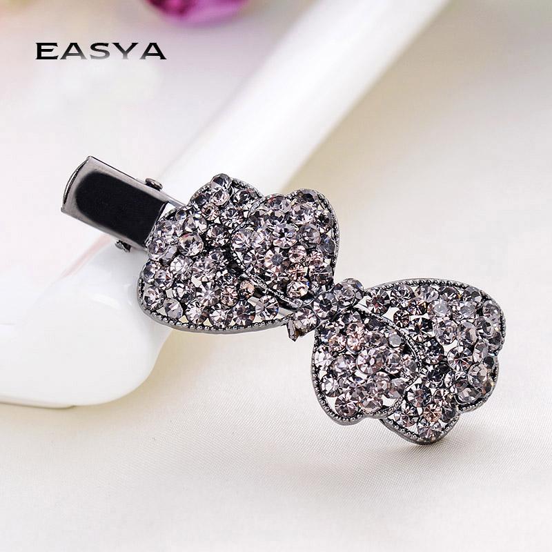 EASYA  New Arrival Rhinestone Women Bowknot Hairpin Fashion Sparkling Crystal Hair Accessories Hairwear Ornaments