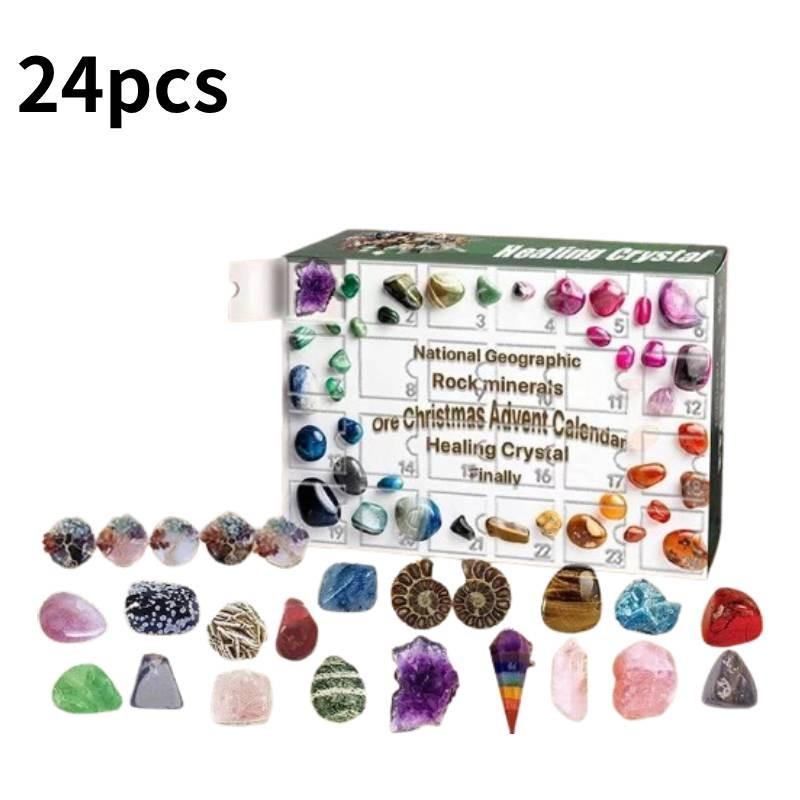 Advent Countdown Christmas Calendars Healing Crystal Stone Blind Box Gift Toy