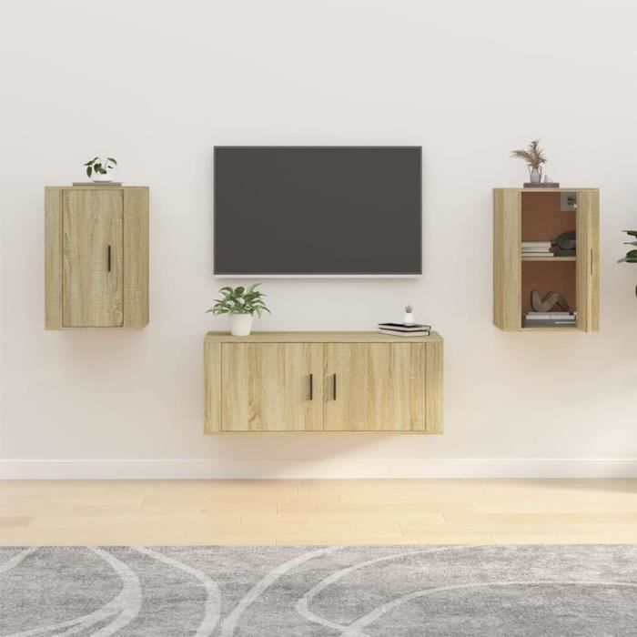 816663 vidaXL Wall-Mounted TV Cabinets 2 Pcs Sonoma Oak 40x34.5x60 Cm