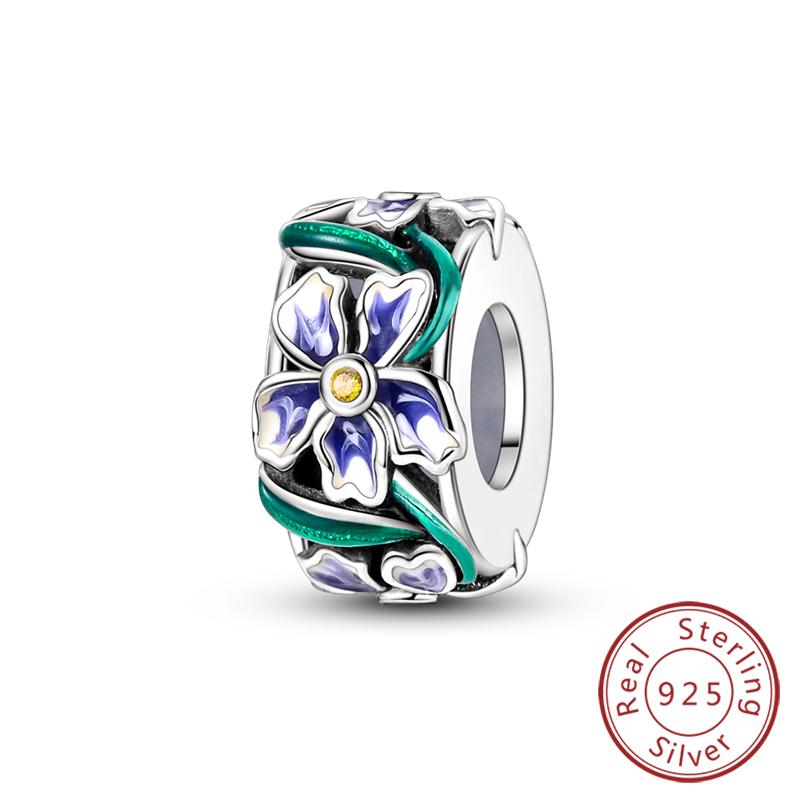 Original Copper Charms Beads Pendant Lotus Tulip Rose Carnation Flower Series Bead Fit Bracelets Women Jewelry Gift