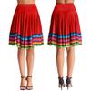 Womens Flamenco Dance Skirt Colorful Stripe Hem Elastic Waistband Folk Dancing Stage Performance Costume