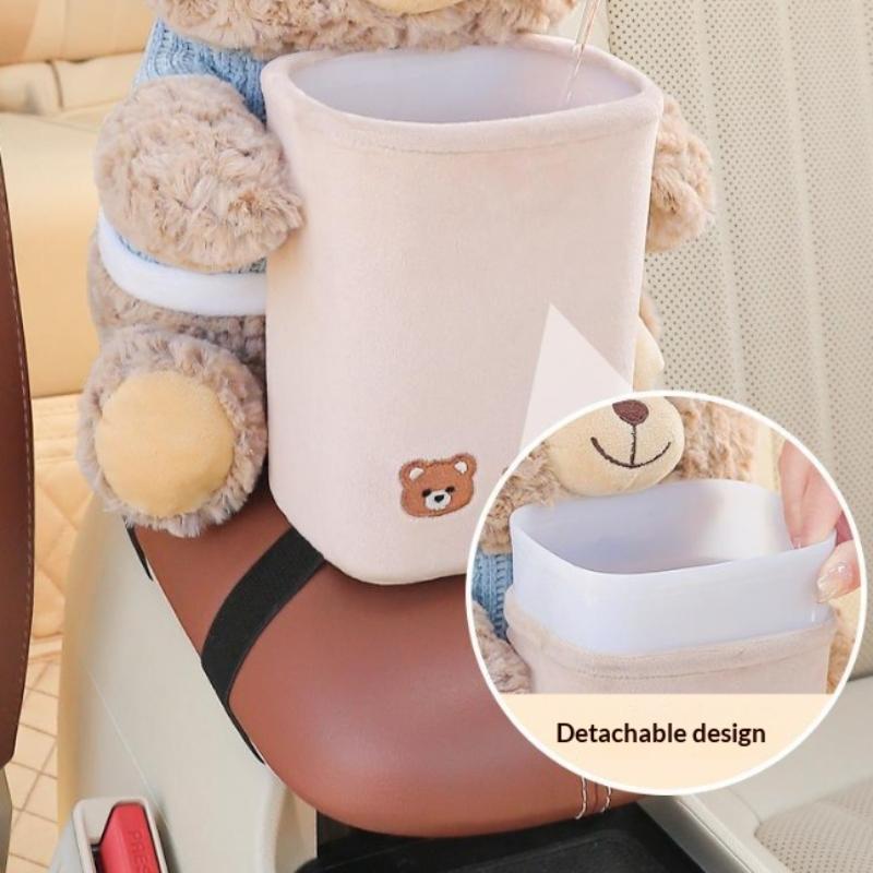 Bär Auto Taschentuchbox und Mülleimer 2 in 1 Kreativer Aufbewahrungs-Organizer für Mittelkonsole Niedliche Armlehnen-Akzente für Reisefahrzeug Zuhause