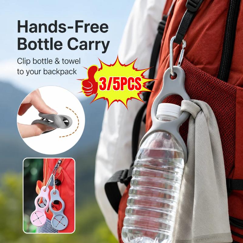 Outdoor Silikon Flaschen Schnalle Karabiner Wasserflaschenhalter Clip, Tragbarer Getränkeflaschen Aufhänger für Rucksack Camping Wandern Radfahren Reisen