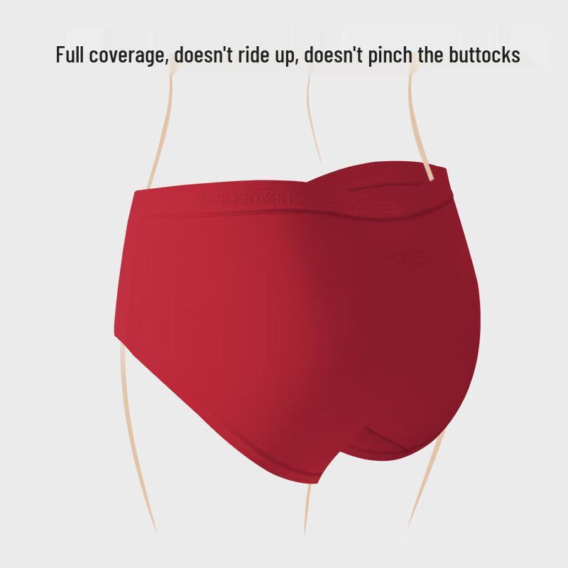 Duoduomian Damen Glücksrot Antibakterielle Baumwolle Mid-Waist Unterwäsche 3er-Pack