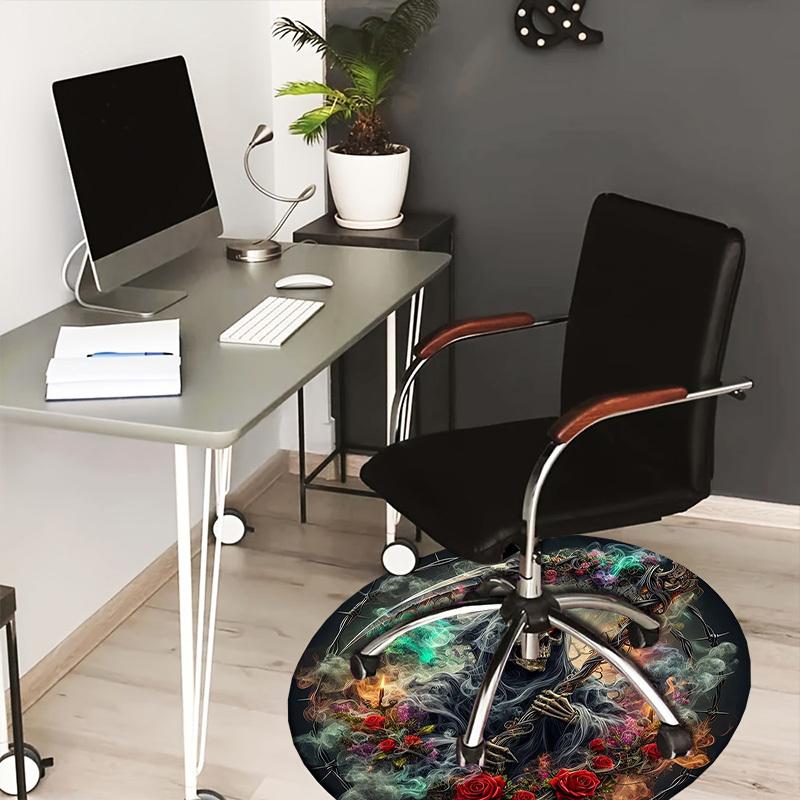 

1pc Office Carpet Chair Mats Gothic Reaper with Barbed Wire Halo Perfect for Decorating Office Chairs, Living Rooms, Or Bedrooms.YDT104 80cm by 80cm