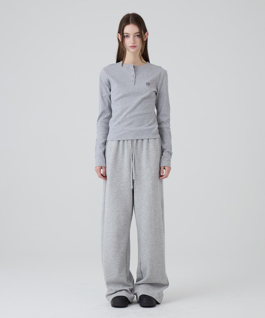 DANGLEDROP Dgdp Square Logo Wide Sweatpants_Melange Grey
