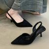 Fashion Summer New Black for Office Work Footwear Pointed Toe Clear Thin Heels Ladies Shoes Sandals Women High Luxury Heel Zapatos Mujer