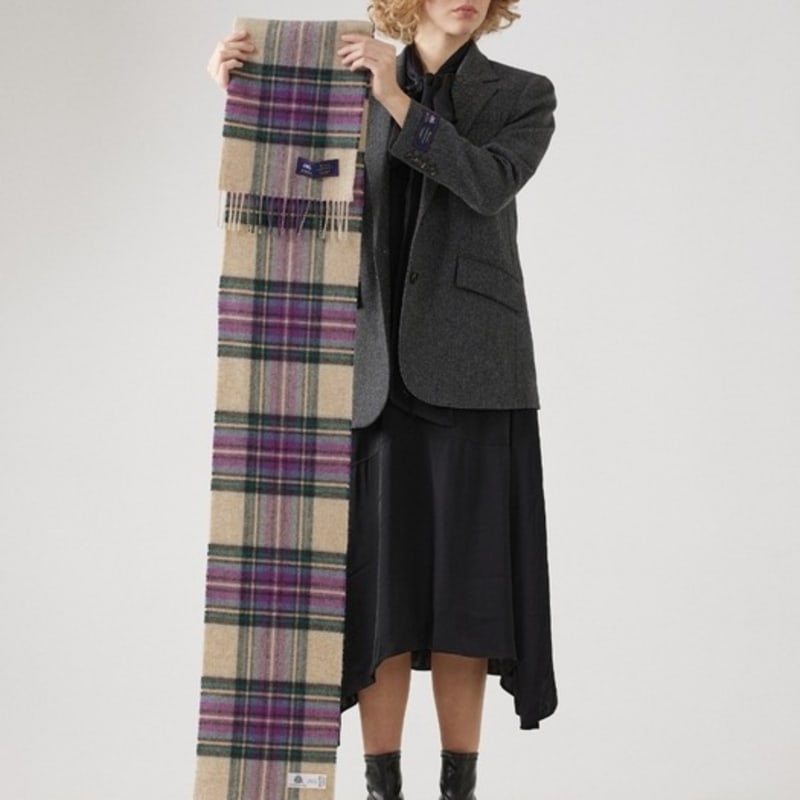 ABRAHAM MOON Merino Wool Muffler 25cm - Gresington Heather