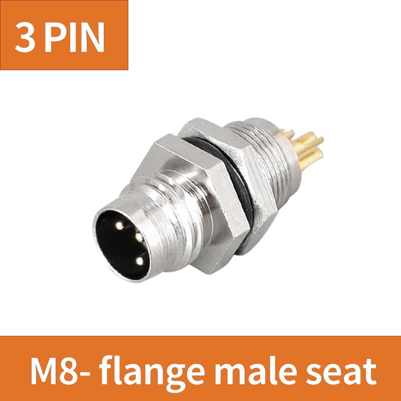 5/10PCS  M8 Flange Mounting Sensor Connector Waterproof Male And Female Plug Threaded Couplings 3 4 5 6 8 Pin A Type Connector