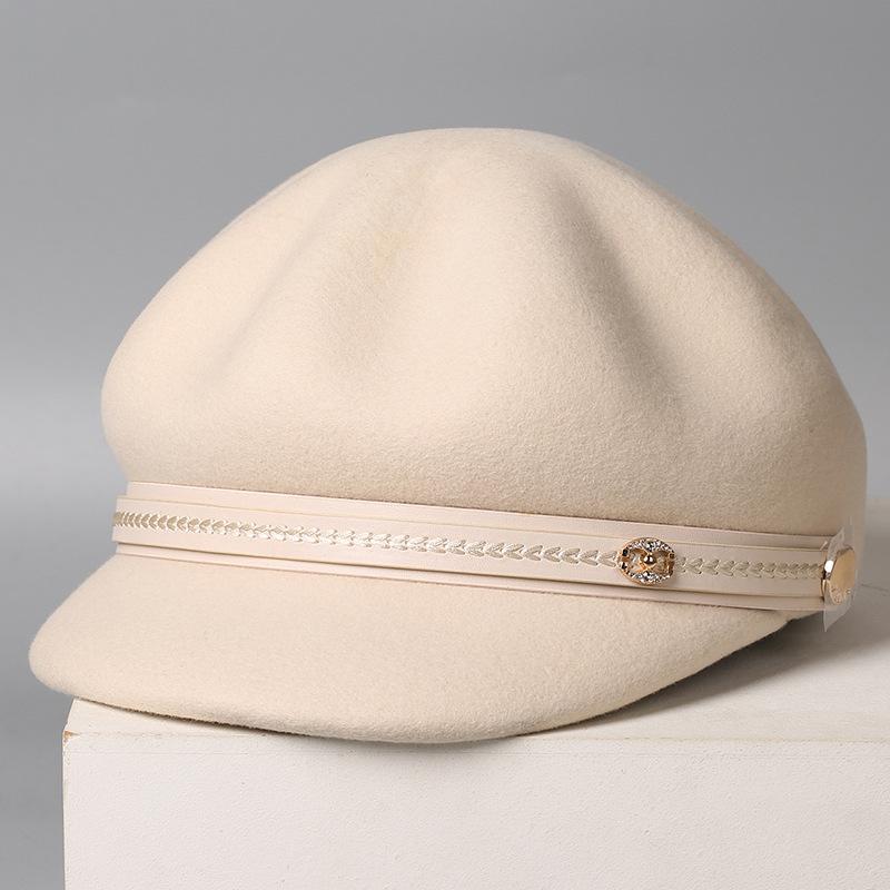 New Autumn and Winter Hats Women's Often Versatile Wool Octagonal Hats Women's Berets Versatile Peaked Caps