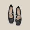 Fashion Mary Jane Shoes High Heels Women's High End Summer Thick Heels Single Shoes Square Head Bow Women's Shoes Rear Empty Sandals