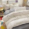 4 Piece, Cotton Bedding Set, 4 Piece Bed Sheet Comforter Set, Simple Striped Check Couple Bed Quilt Set