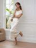 Elegant Satin One-Shoulder Lace-Up Dress - Slim Fit, Solid Color, European & American Style