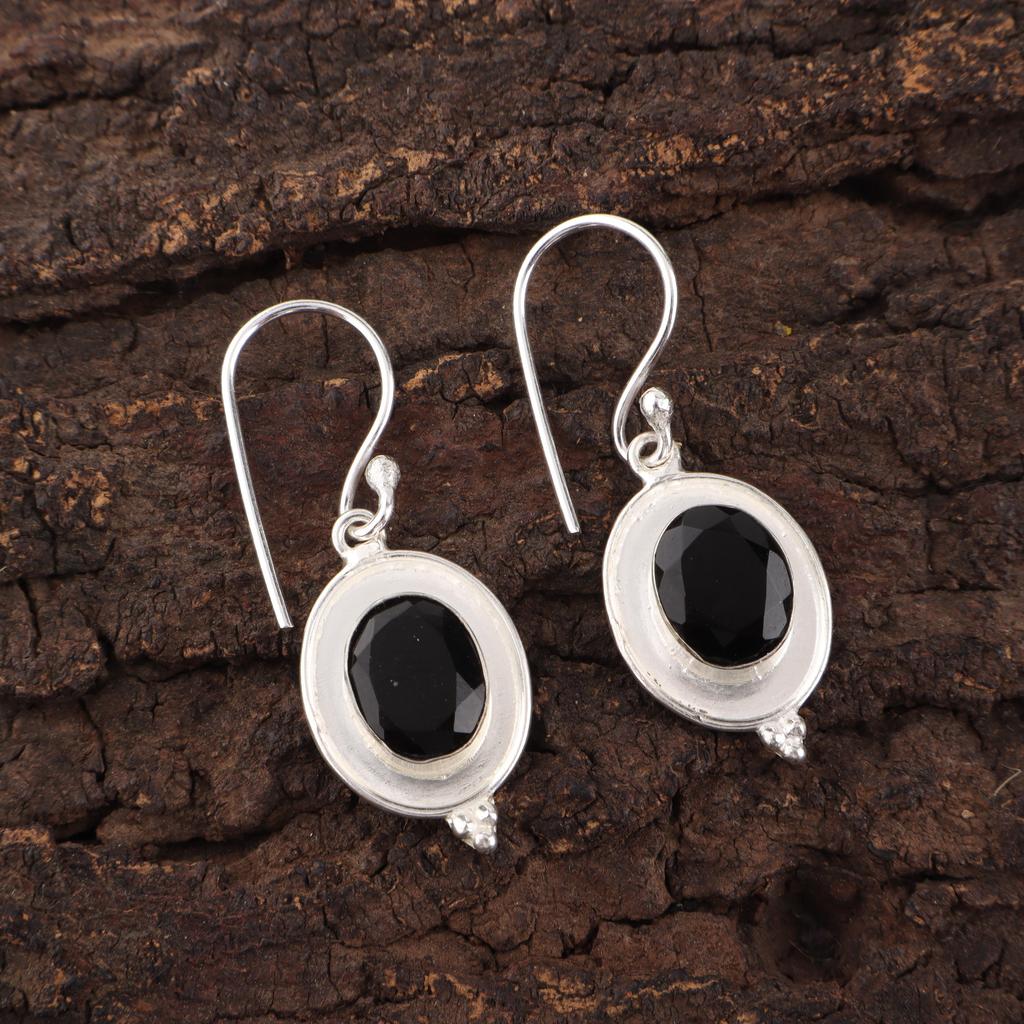 Black Tourmaline Earrings Gemstone Jewelry, 925 Sterling Silver Earrings, Handmade Amazing Earrings Jewelry