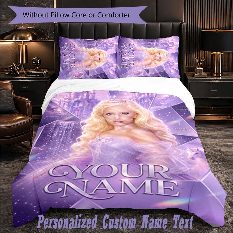 Personalized 3Pcs Bedding SetLady Gaga Custom Text Duvet Cover Pillowcase Set Bedroom Gift