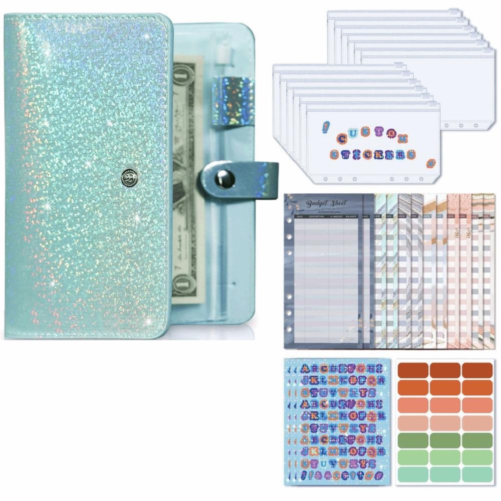 Soft Leather A6 Budget Binder 6 Hole Binder Pockets Cash Envelope Binder Financial Management