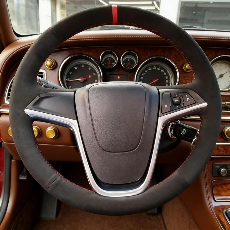 DIY Car Steering Wheel Cover Zafira Tourer Astra (J) 2010-2015 Suede Car Interior Steering Wheel Cover For Opel Ampera Black Thread