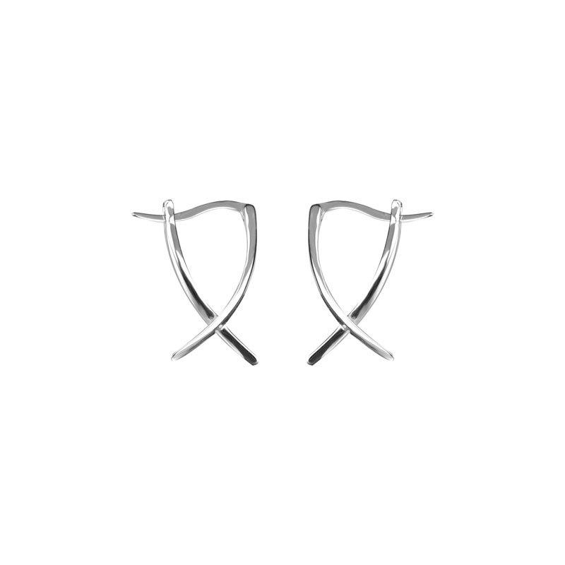 Geometric Cross-line Ear Buckle Temperament Cool Style Exaggerated Earrings New Year's Earrings