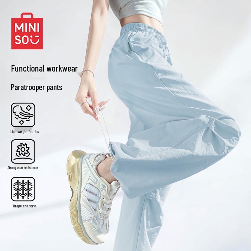 MINISO Women s Lightweight Cargo Parachute Pants M