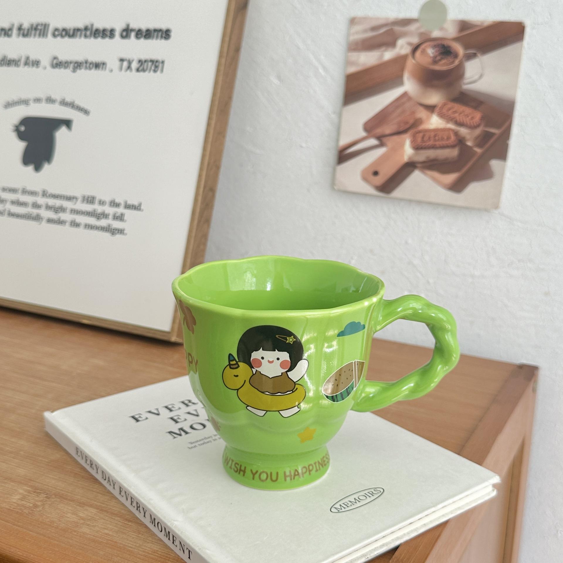 

Cute Cartoon Style Boy and Girl Ceramic Mug Home Drinking Water Cup Girls Water Cup Work Ceramic Mug Coffee Cup 201-300ml