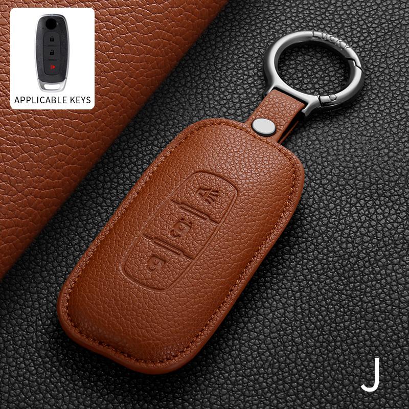 Leather Car Key Case Cover Shell For Nissan Teana Qashqai X-Trail Kicks Tiida Car Remote Key Shell Protecter Keyring Accessories