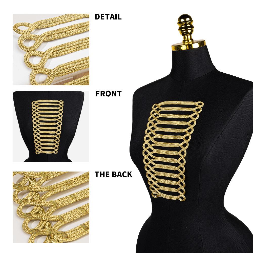 Large Size Clothing Applique Gold Cord Clothing Applique Patches Neckline Embellishment