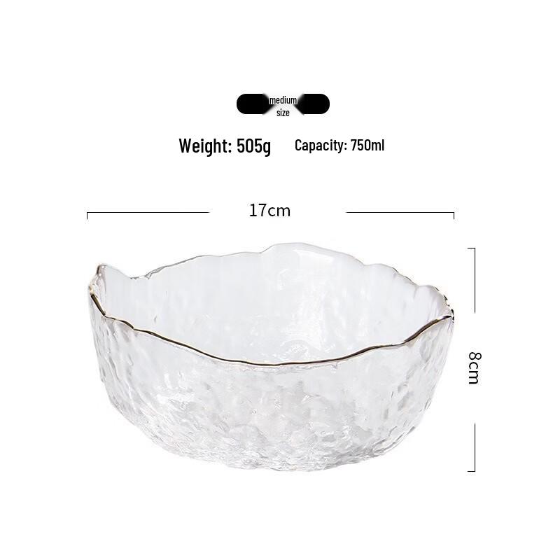 Changbaosen Light Luxury Gold Ripple Glass Fruit Plate (Set of 2)