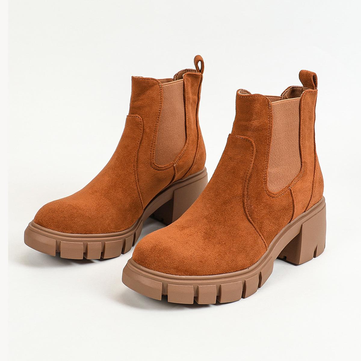 

Замшевые сапоги-чулки Эластичные сапоги Детские с круглым носком на платформе Ботинки Мартин Женские большого размера Ботильоны 43 коричневый