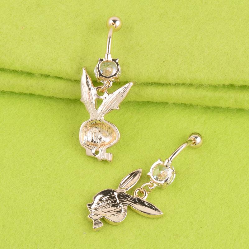 Modischer vergoldeter Kaninchen-Bauchnabelpiercing mit Strasssteinen