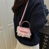 Bow Lace Pu Shoulder Bag Handbag Tote Commuter Bag Trendy All-Match Women'S Crossbody Casual Small Square Bag Girly Gift